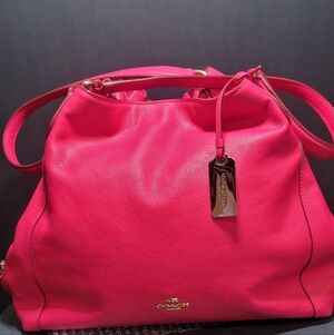 Coach Eddie Fuchsia Leather Shoulder Bag